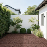 12' Patio Deck Interlocking Tiles Stone Style Red Brown 44pc