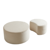 Round Corduroy Nesting Tables Set of 2 Beige
