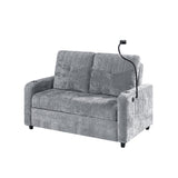 Chenille Loveseat with Storage Sleeper Grey 54"