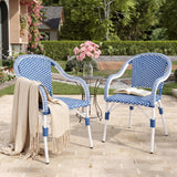 Outdoor Bistro Chairs Patio Dining Chairs Aluminum Frame PP Rattan Armchairs Set of 2