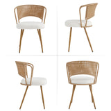 Set of 2 Metal Dining Chair Beige/Brown