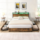 Full Engineered Wood Platform Bed Black/Brown