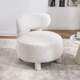 White Armless Accent Chair with Curved Back Wood Legs
