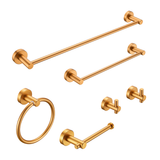Brushed Gold 24" Aluminum 6-Piece Towel Bar Bathroom Hardware Set