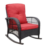 3 Pieces Conversation Set, Outdoor Wicker Rocker Patio Bistro Set, Rocking