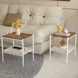 Rectangle Glass Top End Table Set of 2 Brown