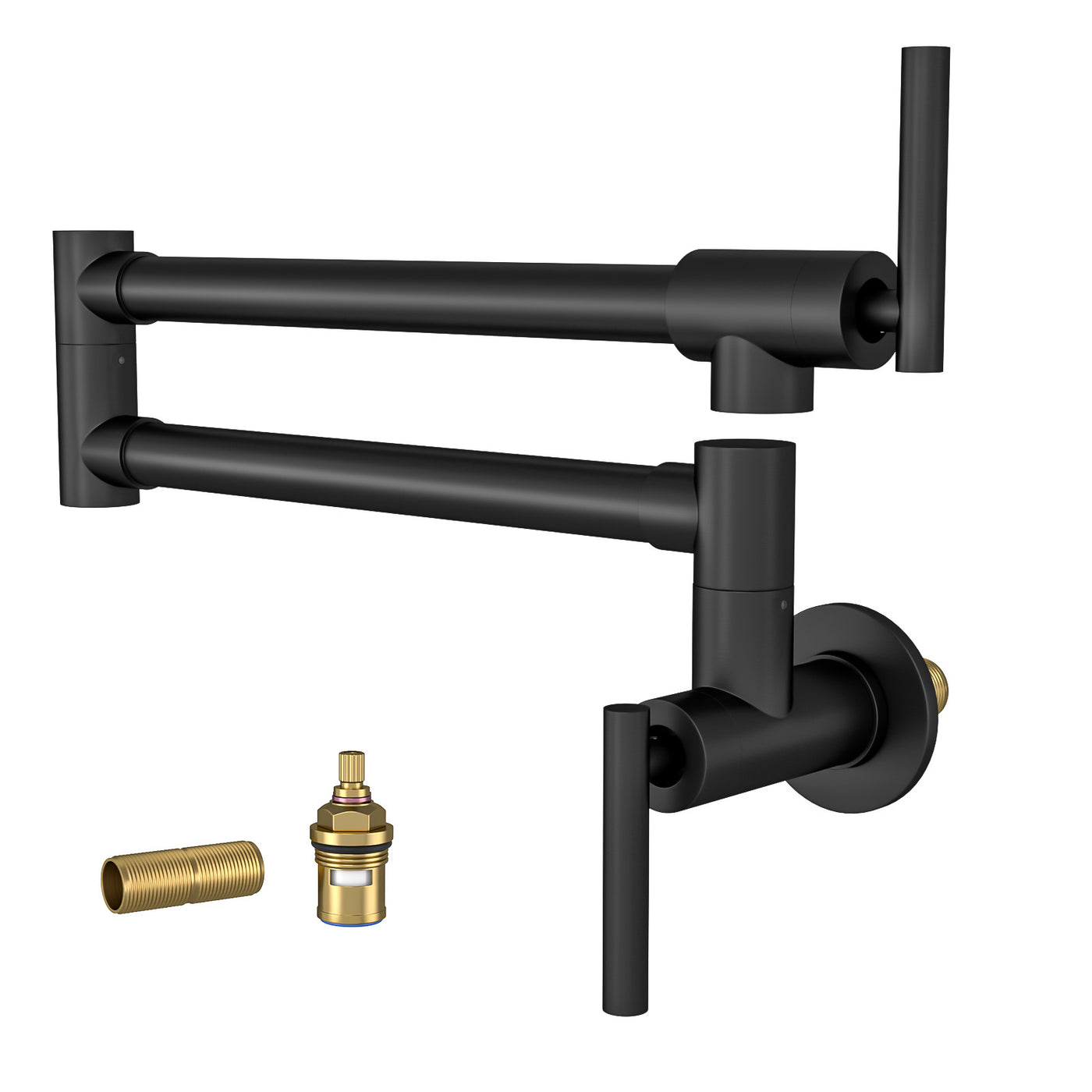 Wall Mount Pot Filler Faucet Folding Black Brass Stainless Steel
