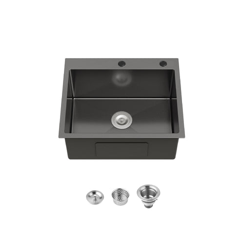 Stainless Steel Undermount Kitchen Sink 23x19 Single Bowl Black