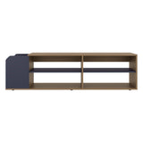 Natural Oak Blue TV Stand with Open Shelves