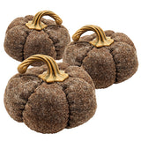 Set of 3 Brown Pumpkin Ornaments 8.3x8.3x5.5" Fall Harvest Decor