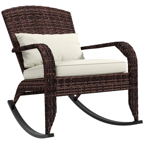 Outdoor Wicker Adirondack Rocking Chair with Cushion