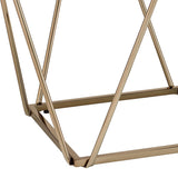 End Table - Mirrored Square Top - Champagne Gold Metal Base