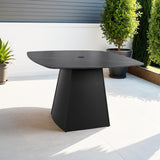 44" Rounded Square Outdoor Pedestal Dining Table Black