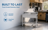 Stainless Steel Utility Sink, Freestanding Sink 2