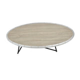 Oval Coffee Table - Industrial - Weathered Gray Oak & Metal