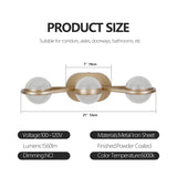 LED 3-Light Bathroom Vanity Light, Acrylic Shades, Champagne Gold