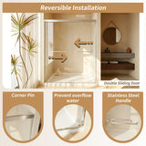 56-60in x 72in Aluminum Frame Double Sliding Shower Door, Brushed Nickel, 6mm