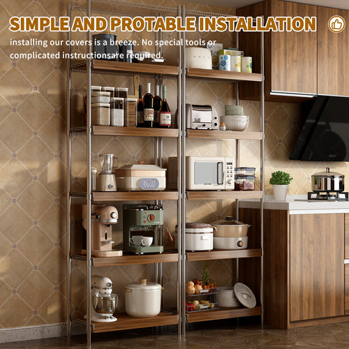 Wire Shelf Covers Foamed PVC 24x16 Inch Walnut 5 Pack