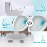 Ceramic One Piece Toilet for Bathroom, 12-inch Rough-In, 1.1/1.6 GPF