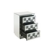 Accent Table - Mirrored With Faux Diamonds - 3 Drawers