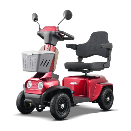 Mobility Scooter 4-Wheel Heavy Duty Red 300 LB 37 Mile Range USB 350W