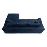 L-Shape Modular Corduroy Sectional Sofa with Chaise Blue 94"