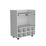 Bar Cart - Manufactured Wood - 8-Bottle Rack & Glass Doors
