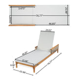 Chaise Lounge Acacia Wood Wicker Gray Cushion 4 Position 76.77in
