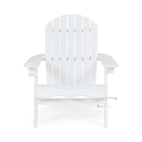 Zenithia Foldable Adirondack Chair with Cup Holders White
