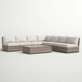 Outdoor Patio Set HDPE Wicker Mixed Gray 6 Piece Fully Assembled