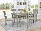 7-Piece Rectangular Dining Set with Upholstered Chairs Gray Wood