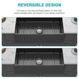 33" Matte Black Farmhouse Kitchen Sink Workstation