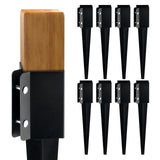 8 Pack Fence Post Anchor Ground Spike 24" Black Metal