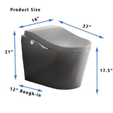 Tankless Modern Smart Toilet With Bidet, Auto Flush, Auto Open/Close