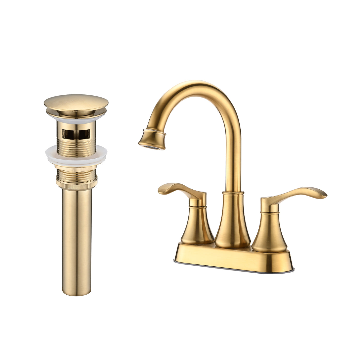 4" Centerset Bathroom Faucet 360 Swivel Spout Brushed Gold
