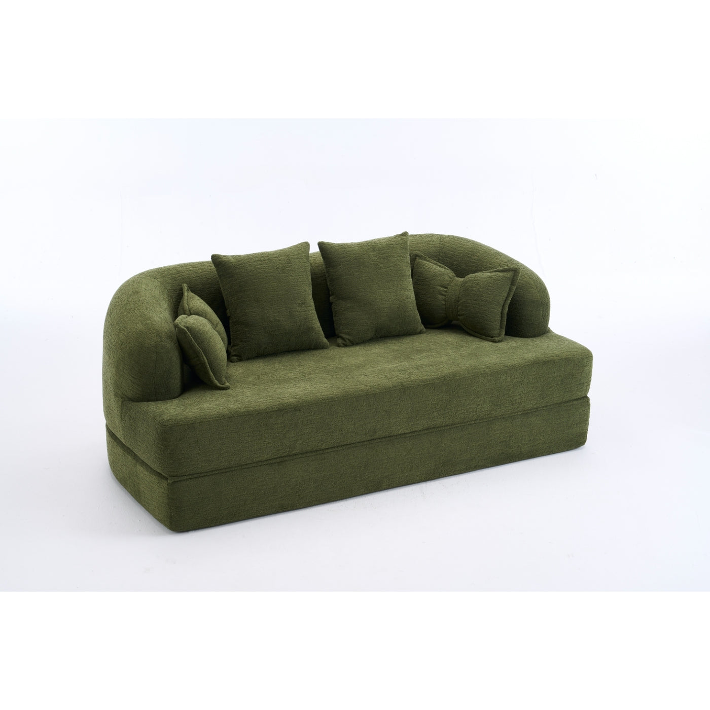 70" Foldable Convertible Sofa Bed Green Chenille
