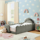 Twin Upholstered Platform Bed Grey