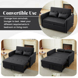 Convertible Sleeper Sofa Bed Loveseat Black PU Leather USB Ports