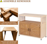 Wooden Patio Bar Table Set with Storage Light Brown