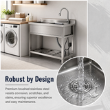 Stainless Steel Utility Sink, Freestanding Sink 2