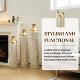 Large Glazed Metal Droplet Vase - White Modern Home Decor