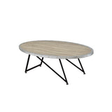 Oval Coffee Table - Industrial - Weathered Gray Oak & Metal