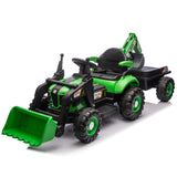 24V Kids Ride-On Electric Tractor Toy with 4-in-1 Construction Attachments (Exca
