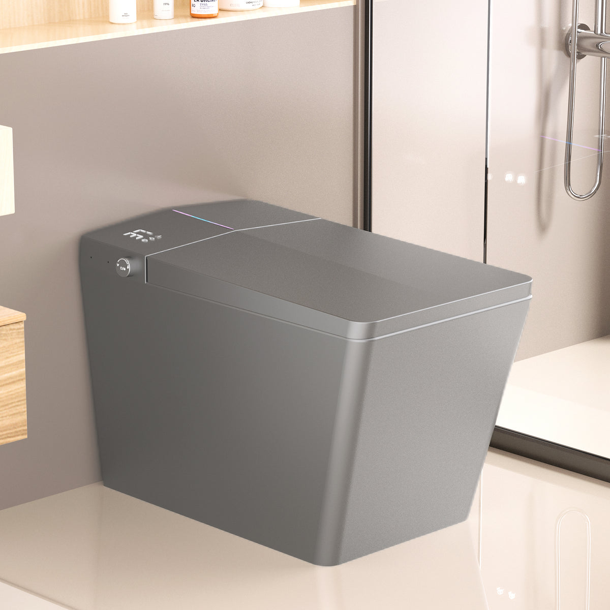 Square Smart Toilet with Built-in Tank for Bathroom, Remote Control