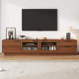 78" Modern TV Stand with Glass Doors & Cable Management