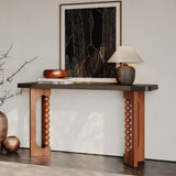 Solid Wood Console Table Black/Brown