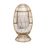 Outdoor Egg Chair PE Rattan Swivel Basket Natural Cushion 30.5in