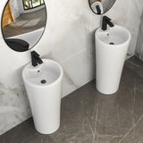 15" Classic White Ceramic Pedestal Sink Bathroom Sink Basin