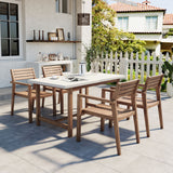 5-Piece Acacia Wood Outdoor Dining Set with Umbrella Hole