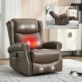 Heat Massage Leather Recliner Chair Rocker Swivel